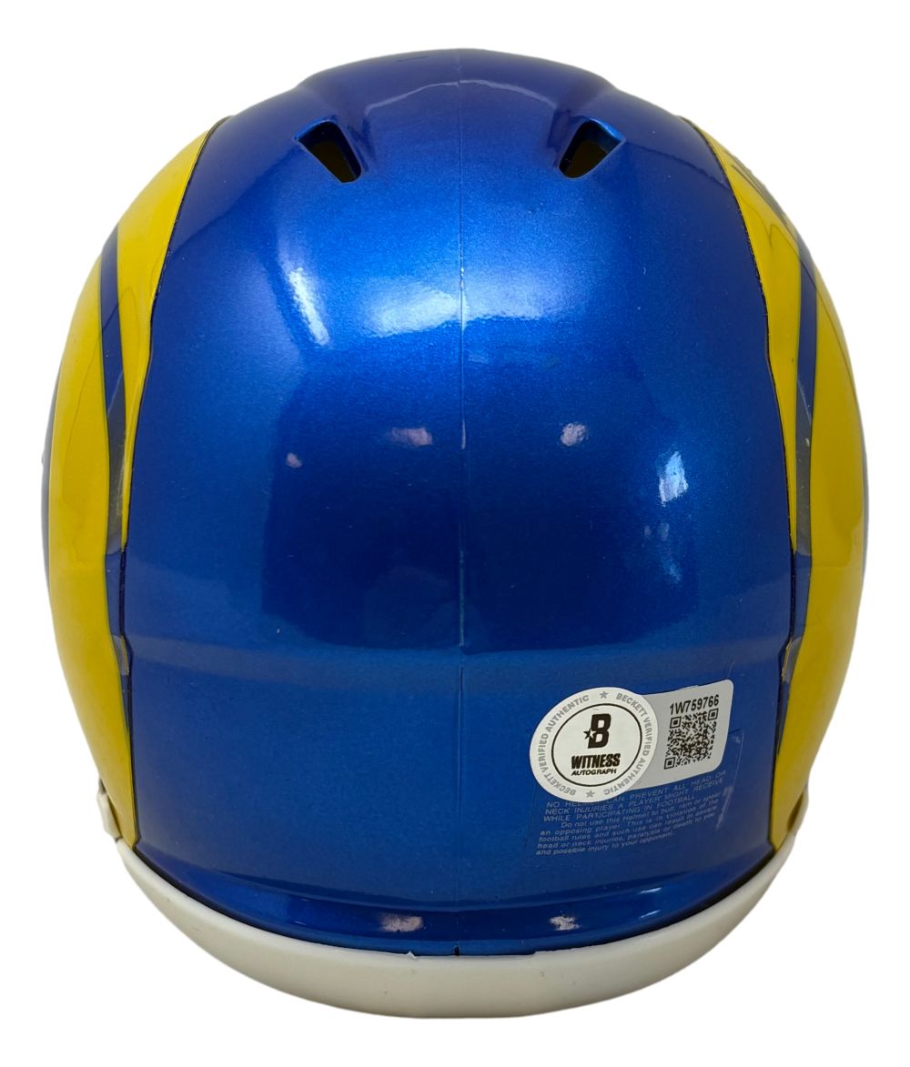 Davante Adams Kyren Williams Signed Los Angeles Rams Mini Speed Helmet BAS