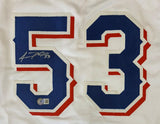 Adolis Garcia Texas Signed White Baseball Jersey BAS
