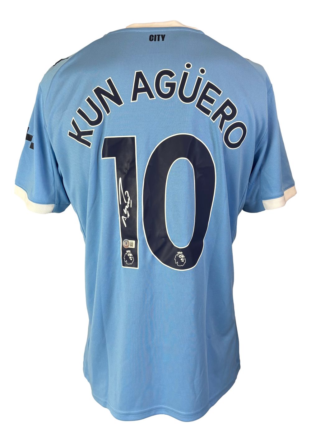 Sergio Aguero Signed Manchester City Puma Soccer Jersey 2 BAS