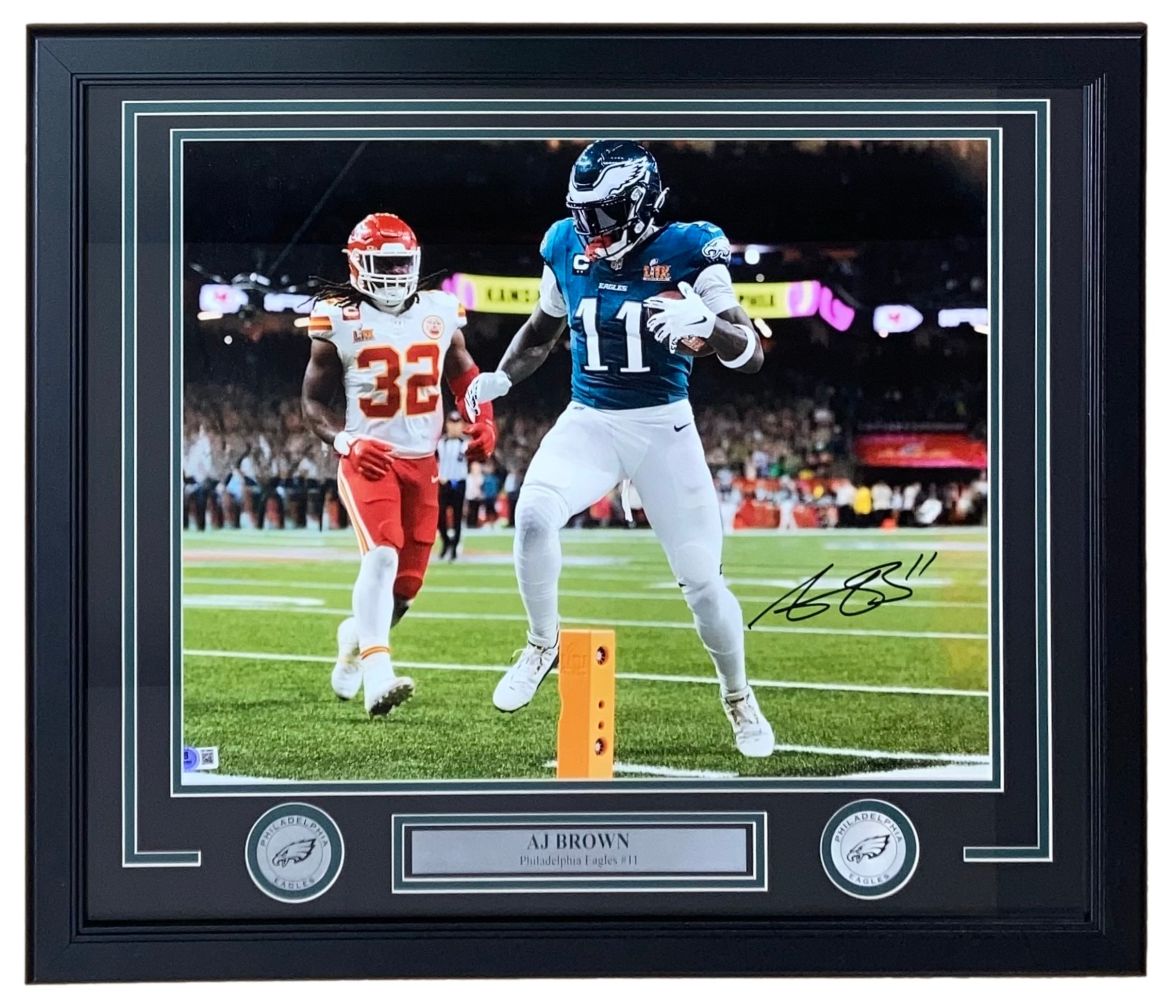 AJ Brown Signed Framed 16x20 Philadelphia Eagles Super Bowl 59 LIX Photo BAS
