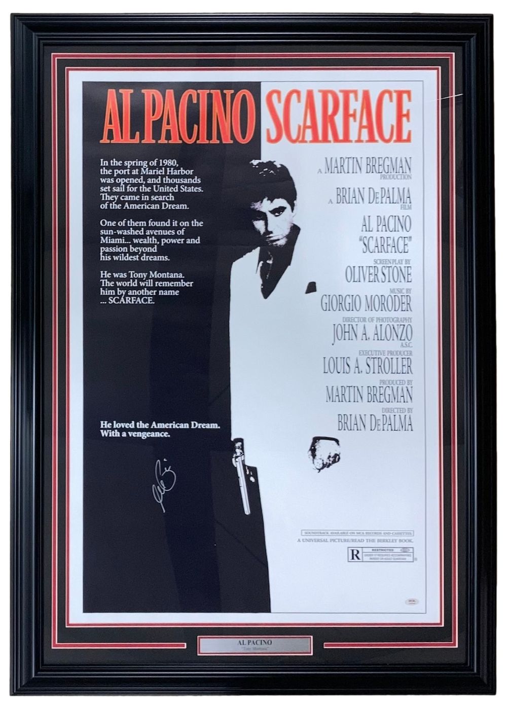Al Pacino Signed Framed 27x40 Scarface Movie Poster PSA/DNA
