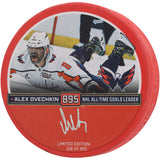 Alexander Ovechkin Signed Washington Capitals Red Goal 895 Logo Puck Fanatics