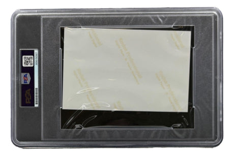 The Allen Iverson Philadelphia 76ers Signed Slabbed Signature Cut by Sports Integrity is encased in a clear PSA/DNA holder, with the card’s mostly white back and faint yellowish text showing, and the PSA label visible on the left.