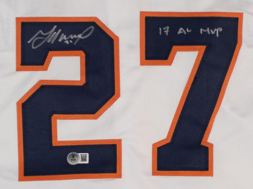 Jose Altuve Houston Signed White Baseball Jersey 17 AL MVP BAS