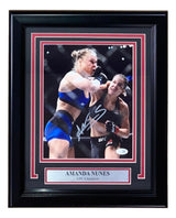 Amanda Nunes Signed Framed 8x10 MMA Rousey Punch Photo JSA QR Hologram