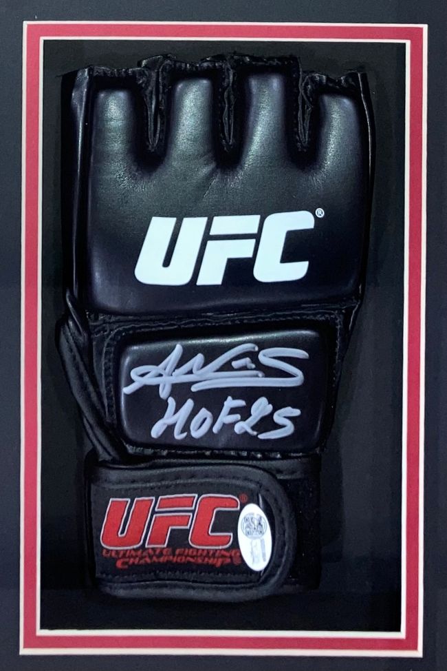 Amanda Nunes Signed MMA Glove HOF 25 w/ 8x10 Rousey Photo In Shadowbox JSA QR