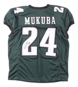 Andrew Mukuba Philadelphia Signed Green Pro Cut Football Jersey JSA QR Hologram