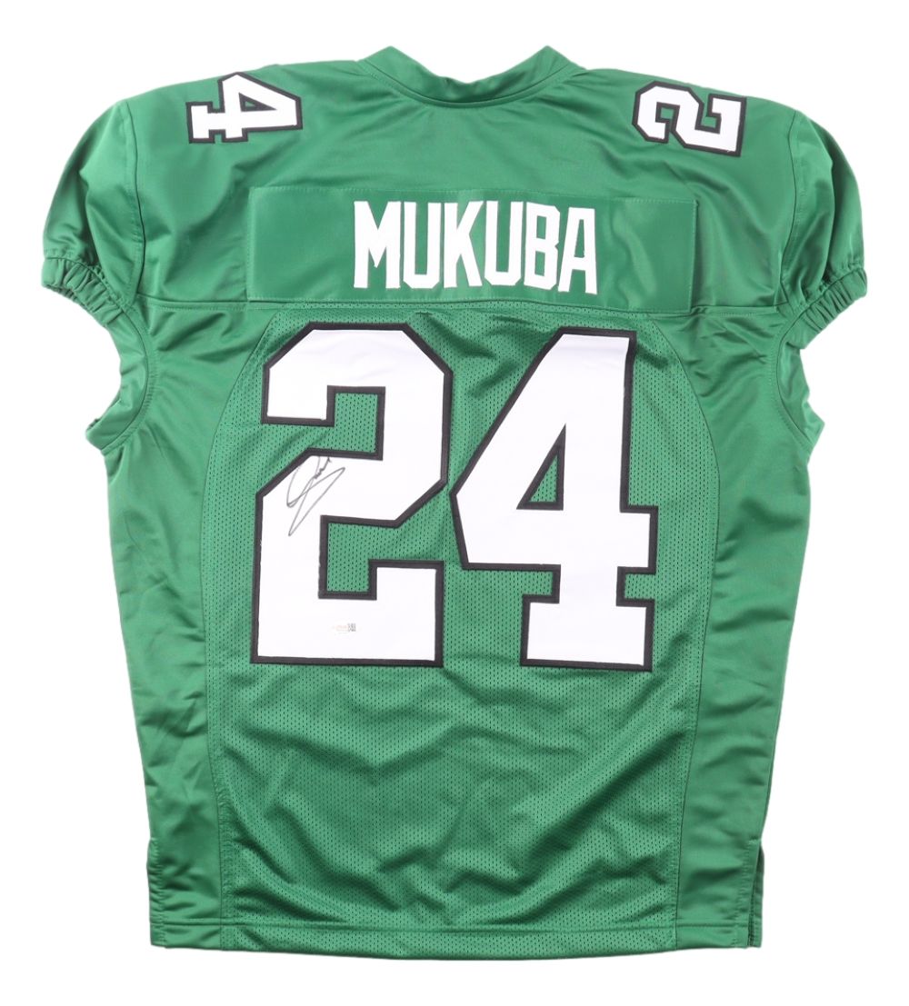 Andrew Mukuba Philadelphia Signed Kelly Green Pro Cut Football Jersey JSA QR