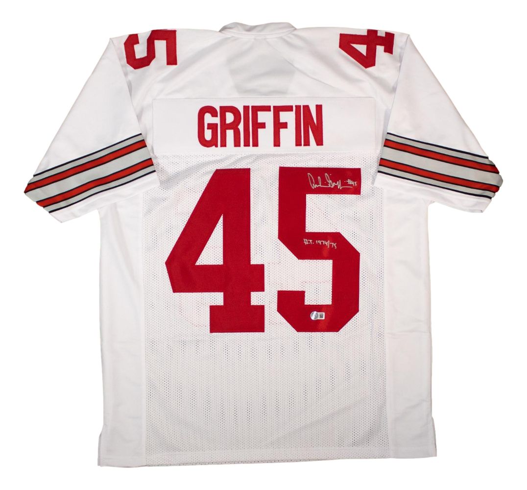 Archie Griffin Ohio State Signed White Football Jersey HT 1974/75 BAS