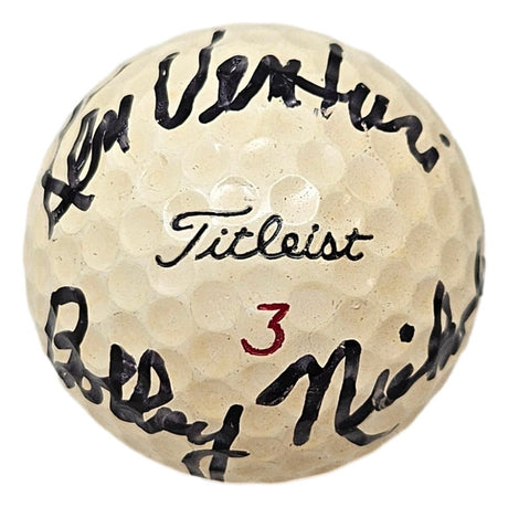 Arnold Palmer Ken Venturi Bobby Nichols Signed Titleist 3 Golf Ball BAS LOA - Sports Integrity
