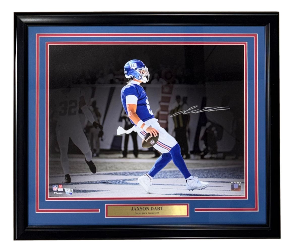 AS-IS Jaxson Dart Signed Framed 16x20 New York Giants Photo Fanatics