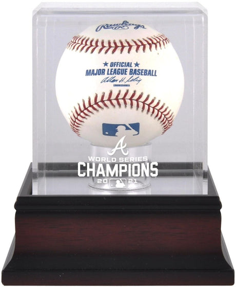 Atlanta Braves 2021 World Series Championship Mahogany Baseball Display Case - Sports Integrity
