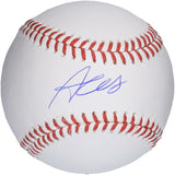 The Austin Wells New York Yankees Signed Official MLB Baseball by Sports Integrity features a blue autograph on a white ball with red stitching.