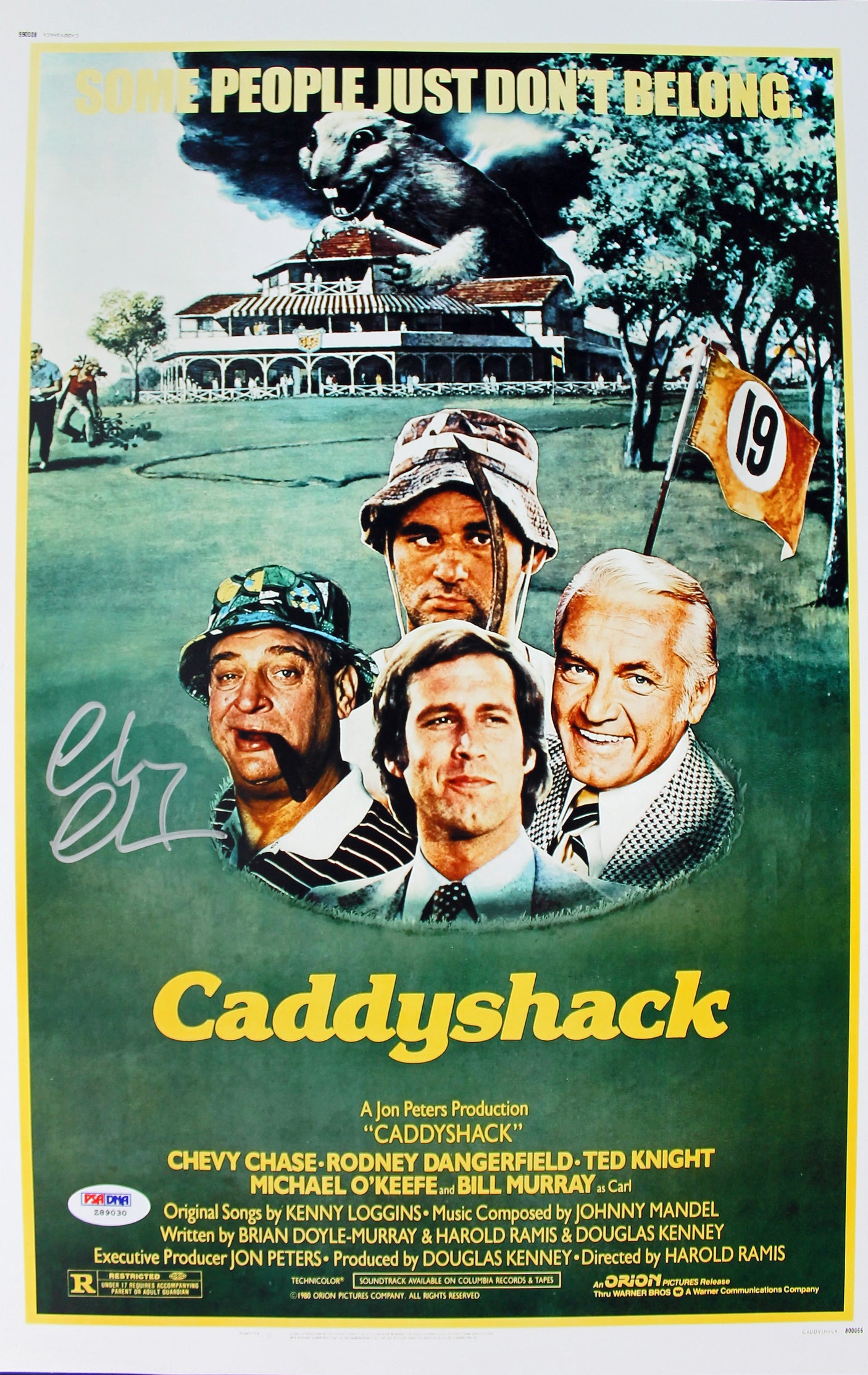 Chevy Chase Authentic Signed 11x17 Caddyshack Mini Movie Poster PSA/DNA