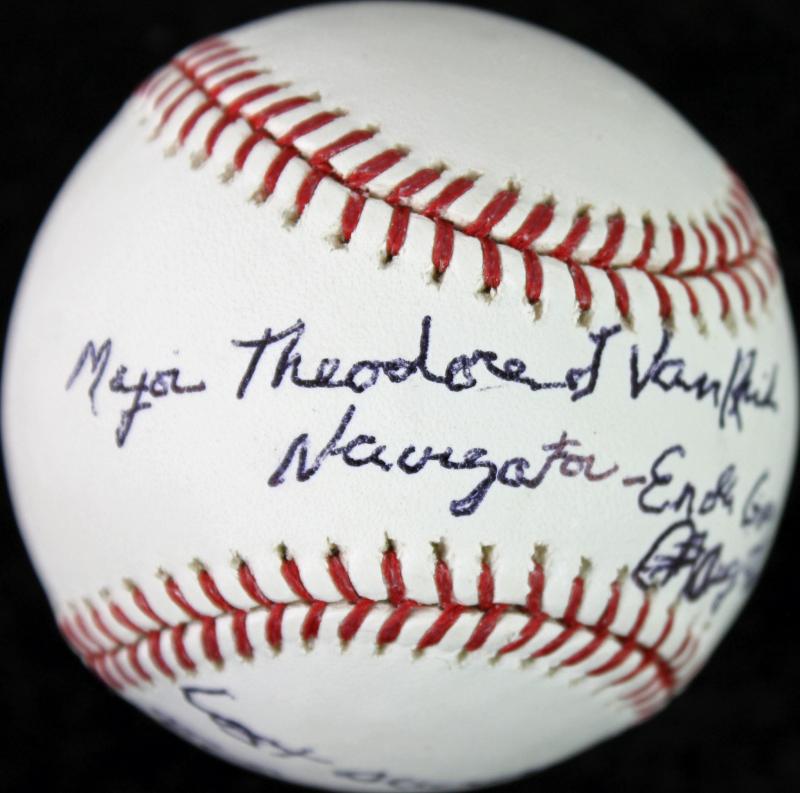 Theodore Van Kirk - Navigator Enola Gay Crew Signed OML Baseball JSA #I30597