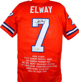 John Elway Autographed Orange Pro Style Stat Jersey- Beckett W Hologram