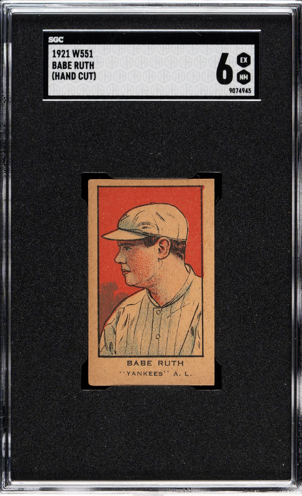 1921 W551 Babe Ruth New York Yankees Trading Card SGC EX/NM 6