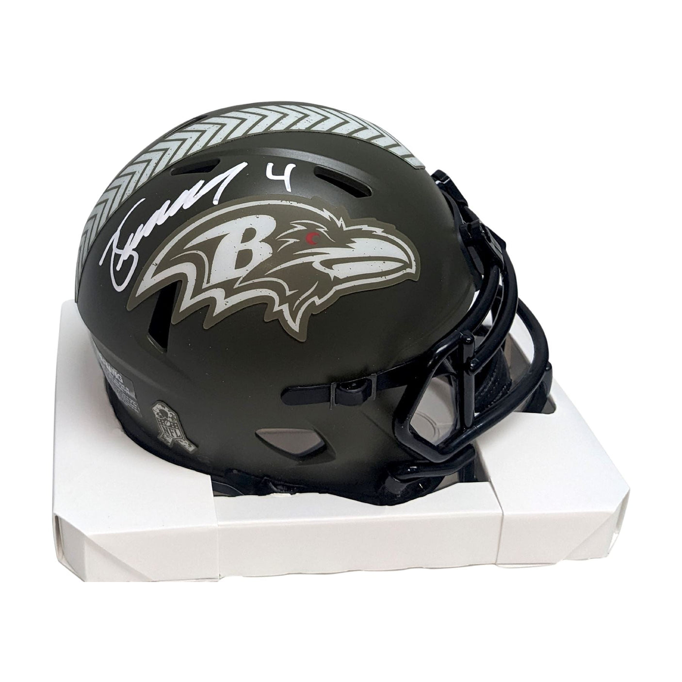Zay Flowers Autographed Hand Signed Ravens Salute to Service Mini Helmet - BAS