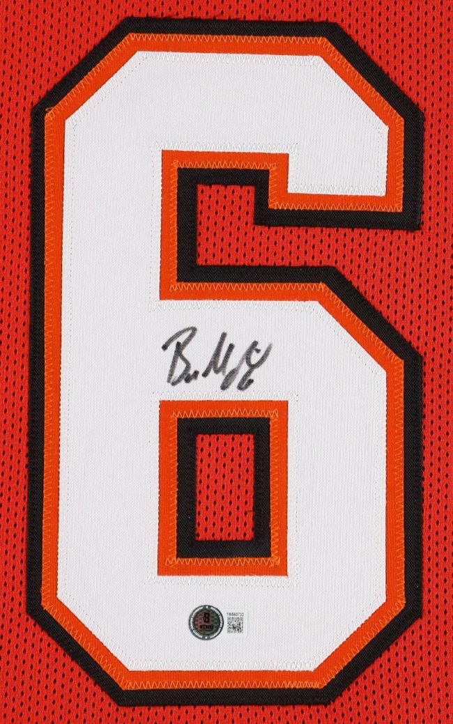 Baker Mayfield Tampa Bay Signed Framed Red Football Jersey BAS
