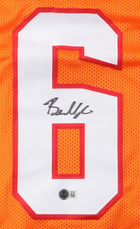 Baker Mayfield Tampa Bay Signed Orange Football Jersey BAS