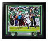 Saquon Barkley Signed Framed 16x20 Eagles Reverse Hurdle Photo PSA/DNA