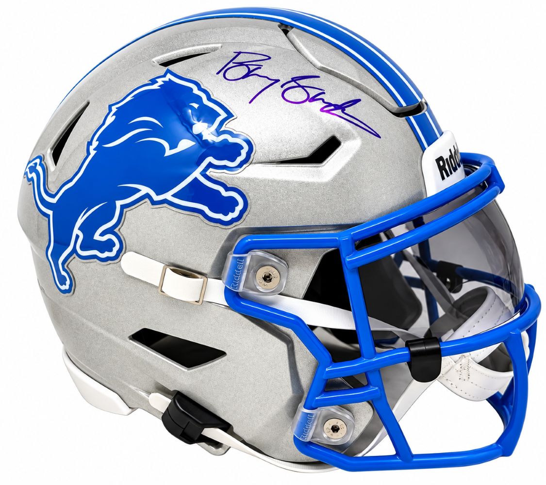Barry Sanders Signed Detroit Lions MIDI SpeedFlex Helmet Schwartz Hologram