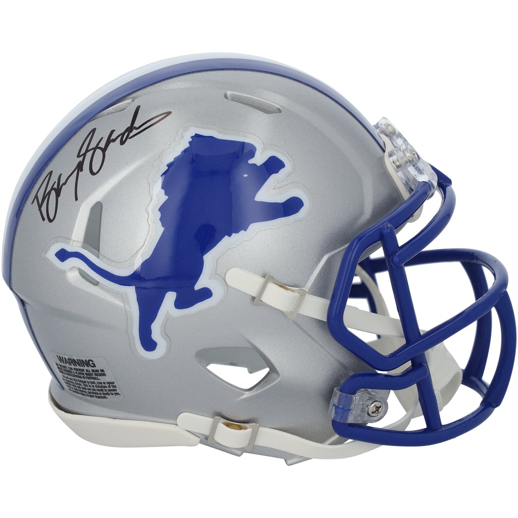 Barry Sanders Autographed Detroit Lions 1983-2002 Throwback Speed Mini Helmet Fanatics