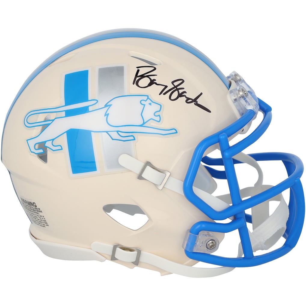 Barry Sanders Autographed Detroit Lions RETRO Speed Mini Helmet Fanatics