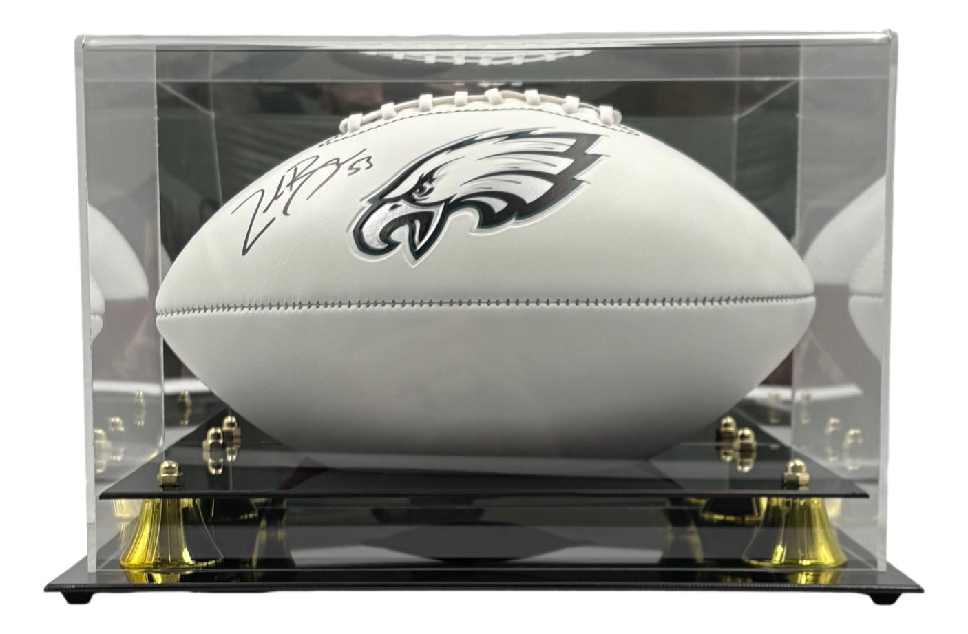 Zack Baun Signed Philadelphia Eagles Logo Football BAS w/ Case