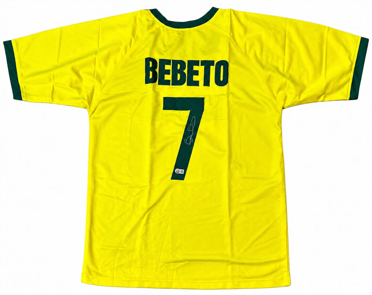 Bebeto Brazil Signed Yellow Soccer Jersey BAS
