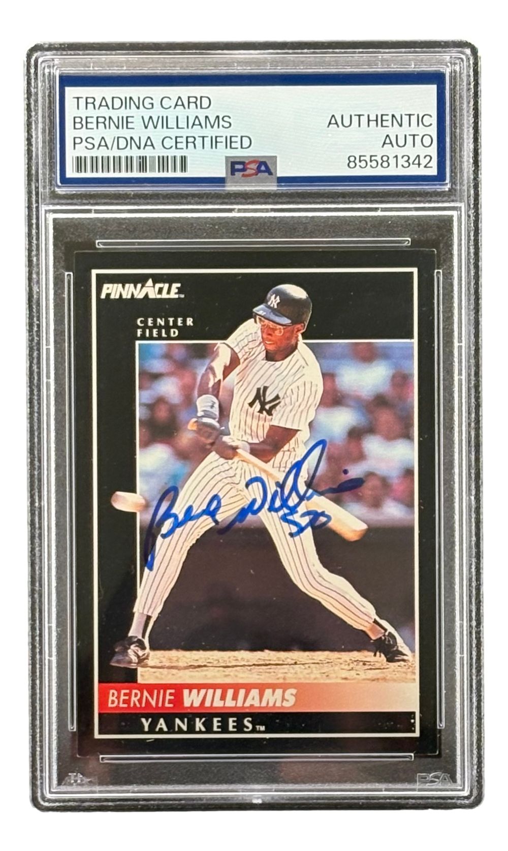 Bernie Williams Signed 1992 Pinnacle #229 New York Yankees Trading Card PSA