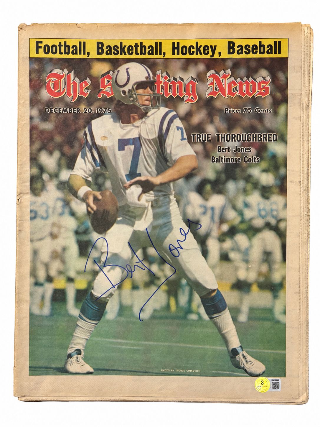 Bert Jones Baltimore Colts Signed 1975 Sporting News Newspaper BAS