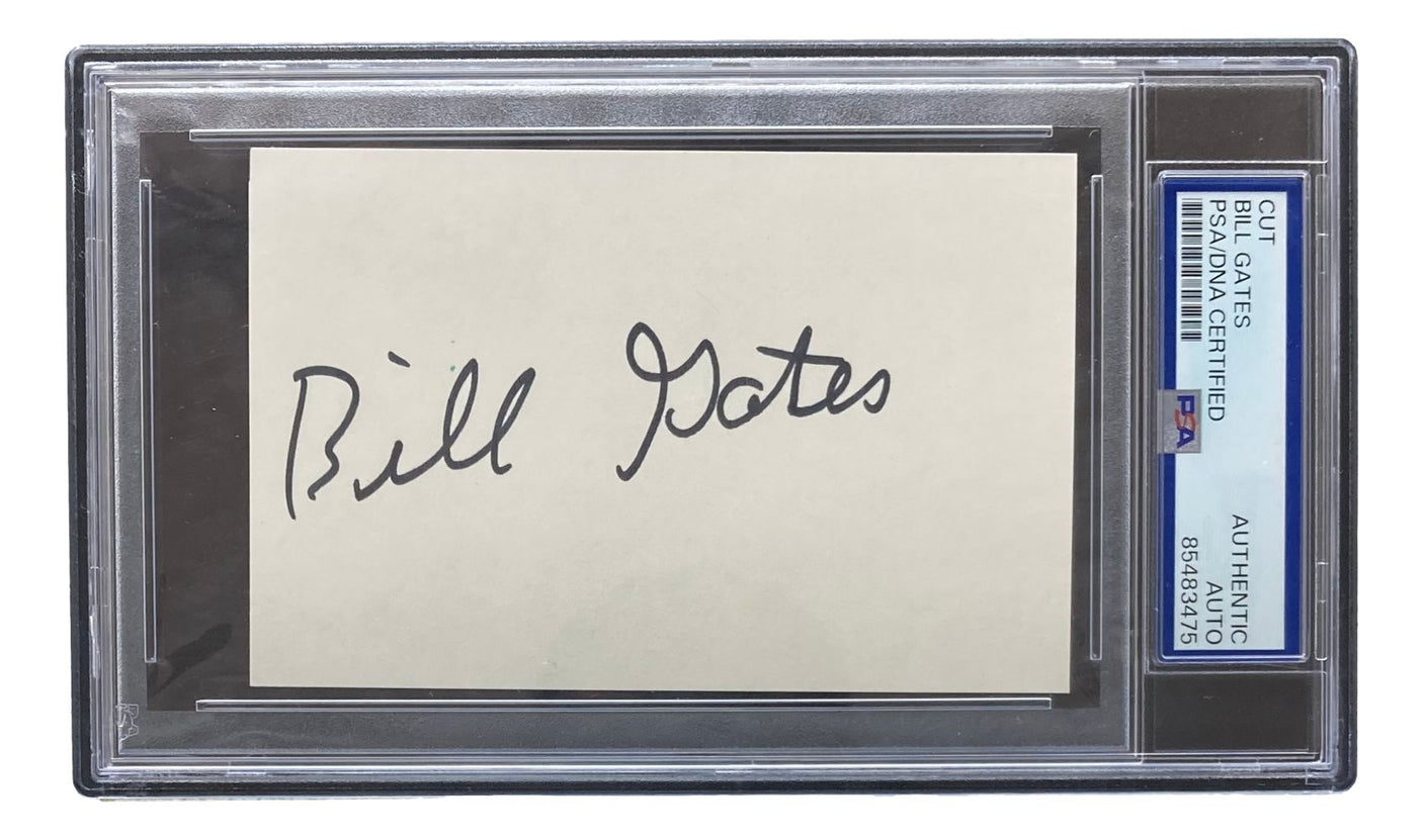 Bill Gates Microsoft Signed Slabbed Cut Signature PSA