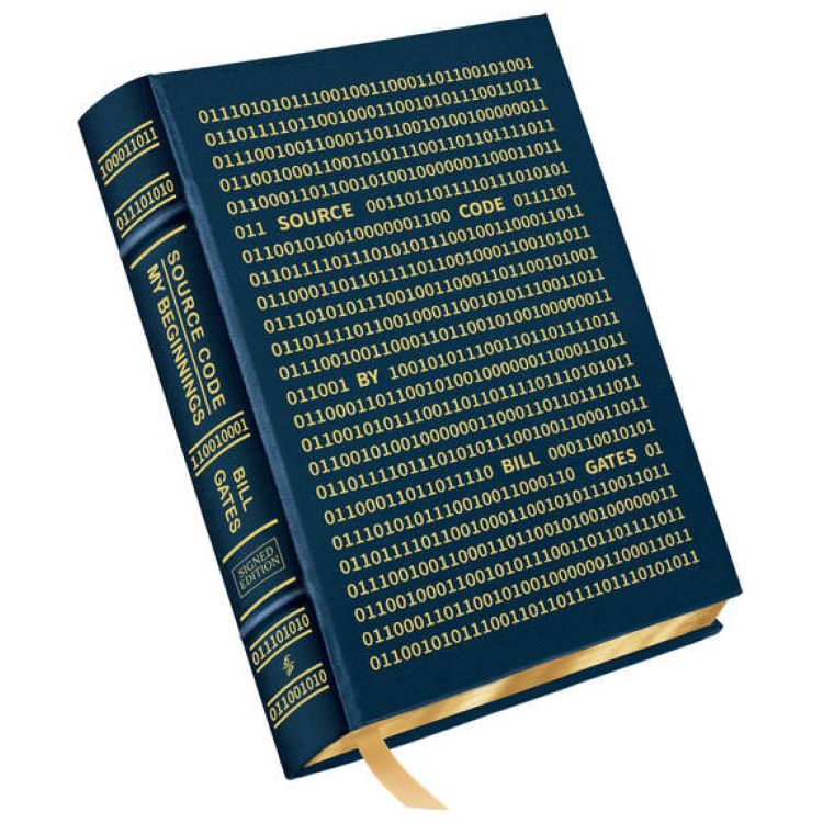 Bill Gates Signed Source Code My Beginnings 22kt Gold Leather Bound Book PSA/DNA