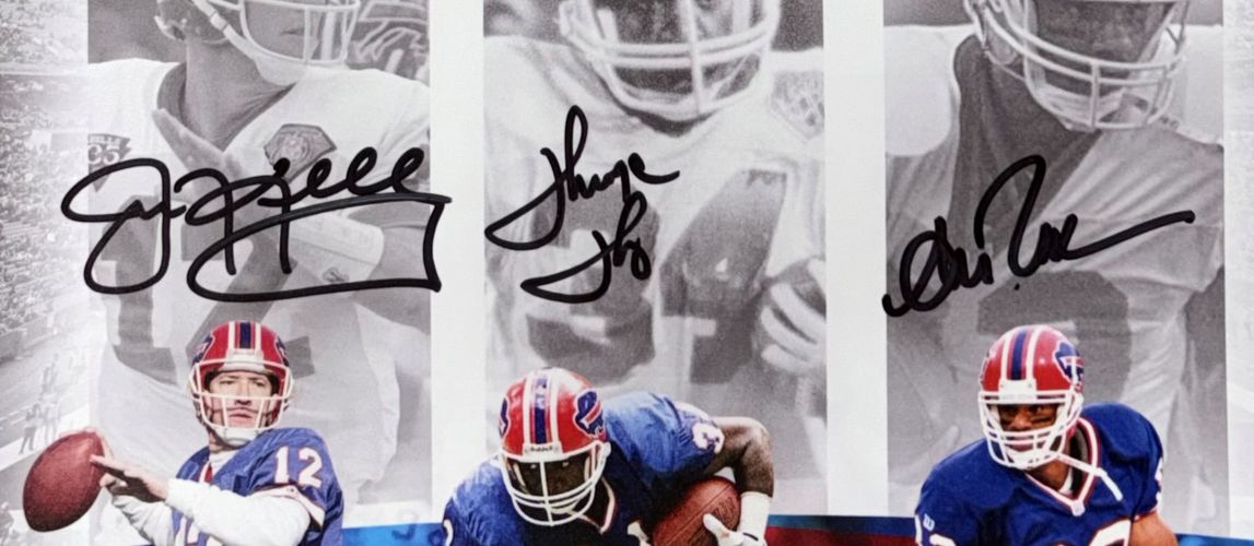 Jim Kelly Thomas Reed Signed Framed 16x20 Buffalo Bills Dynasty Photo SI COA