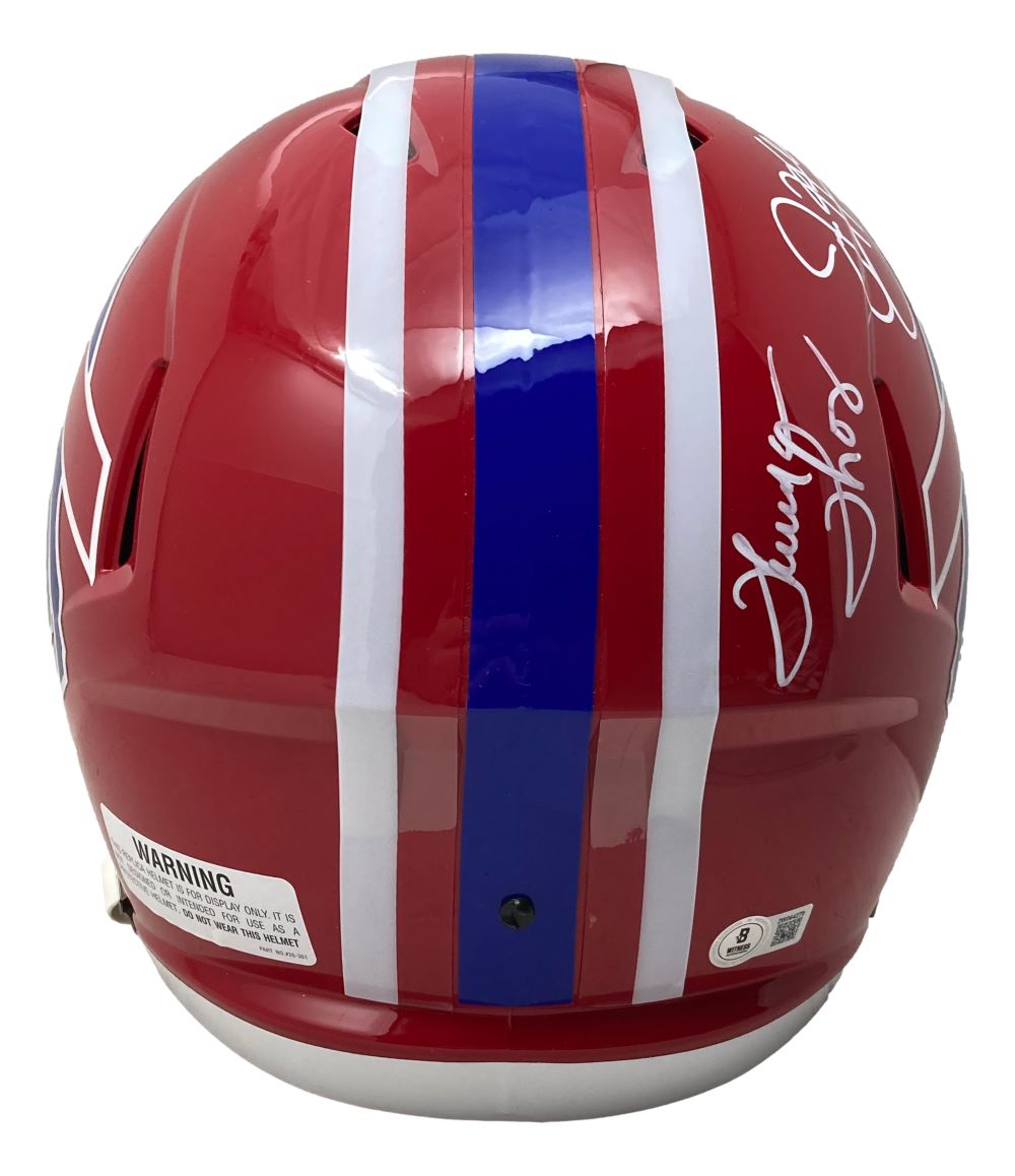 Jim Kelly Thomas Reed Signed Bills FS Rep Speed Helmet Bills Dynasty BAS w/ Case