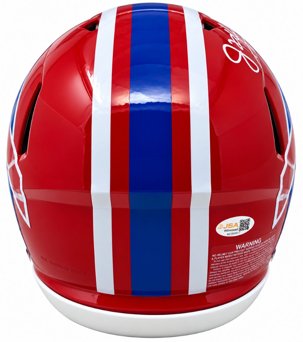 Jim Kelly Thomas Reed Signed Bills Full Size T/B Authentic Speed Helmet JSA QR