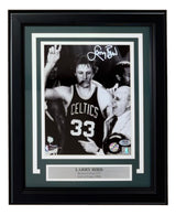 Larry Bird Signed Framed 8x10 Boston Celtics w/ Red Auerbach Photo Bird+PSA/DNA