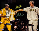 Larry Bird Magic Johnson Dual Signed 16x20 Celtics Lakers Photo PSA+BAS