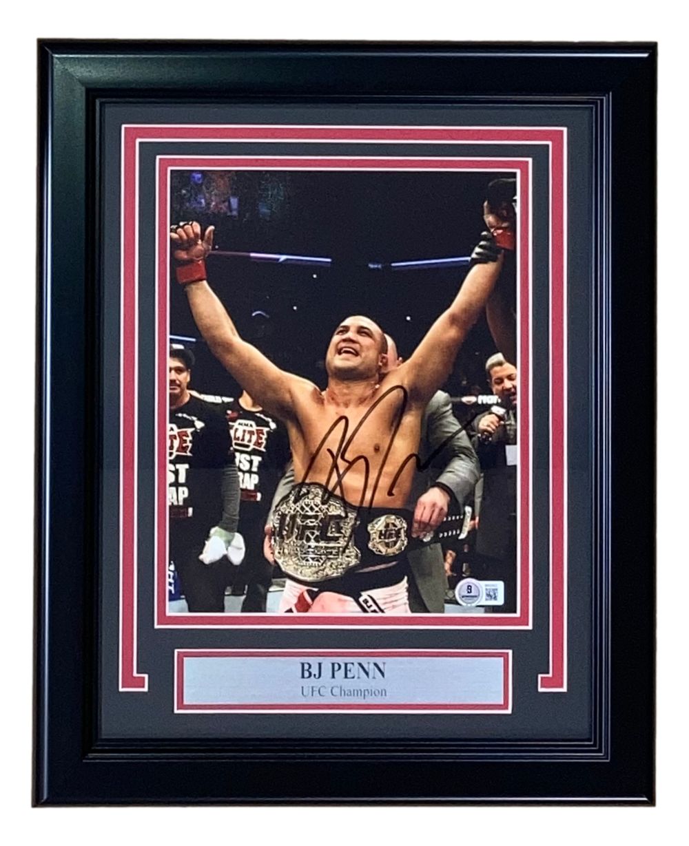 BJ Penn Signed Framed 8x10 MMA Championship Belt Photo BAS