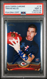 Travis Kelce Signed 2013 Topps Chrome #118 Rookie Card Grade 9 Auto 10! PSA Slab