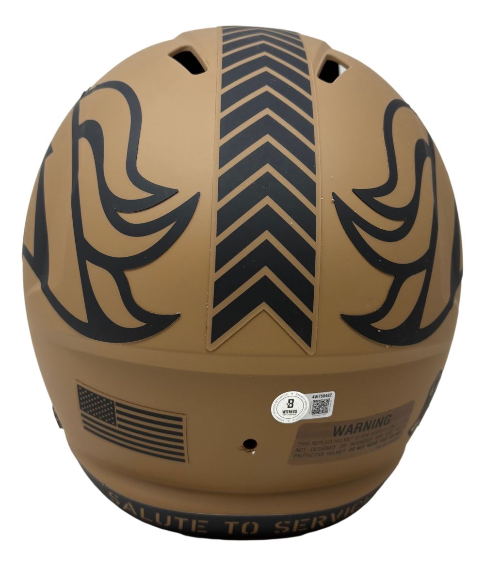 Bo Nix Signed Denver Broncos FS Salute To Service Replica Speed Helmet BAS