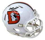 Bo Nix Signed Denver Broncos T/B White Mini Speed Helmet BAS