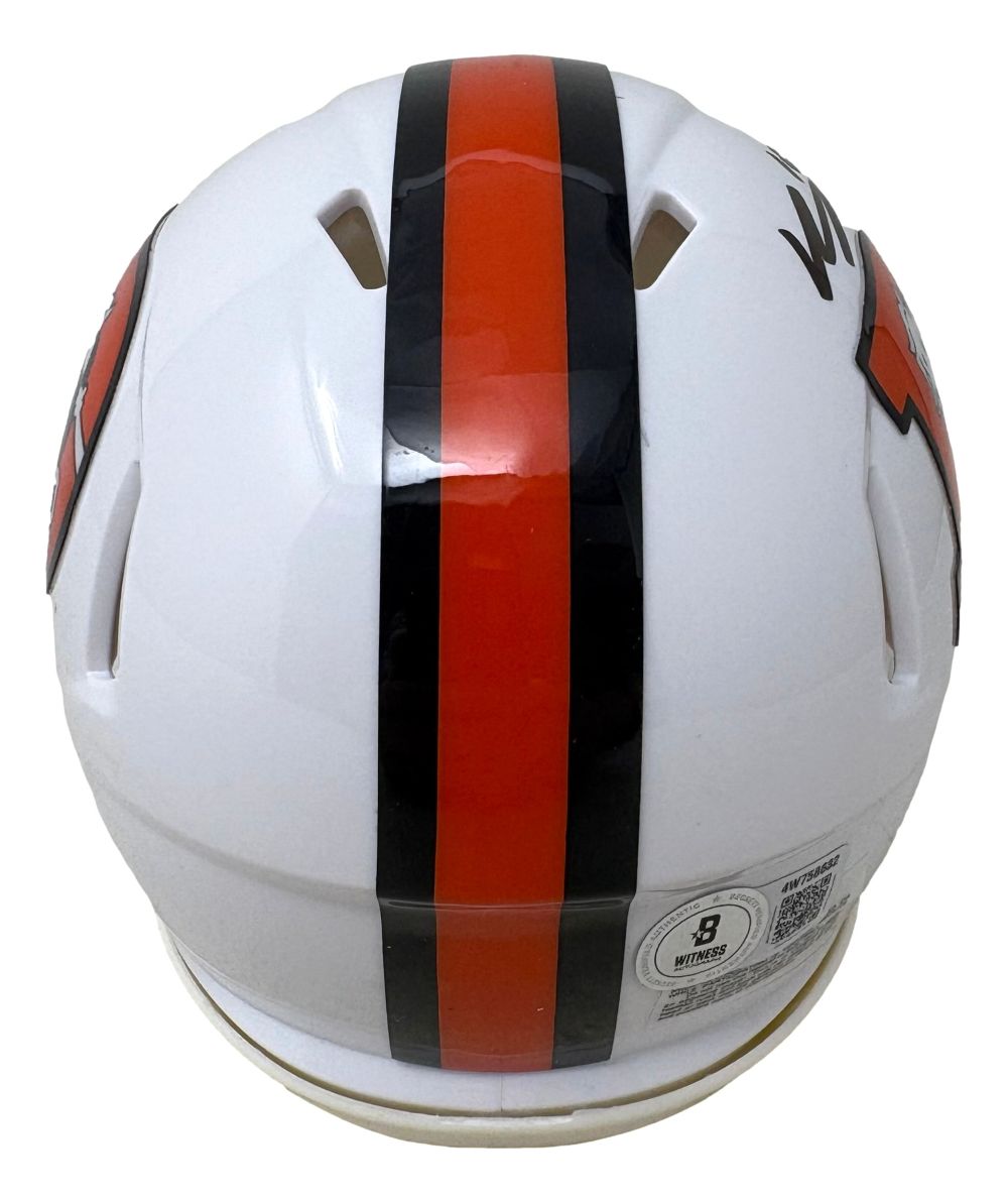 Bo Nix Signed Denver Broncos T/B White Mini Speed Helmet BAS