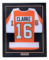 Bob Clarke Philadelphia Signed Framed Orange Hockey Jersey JSA QR Hologram