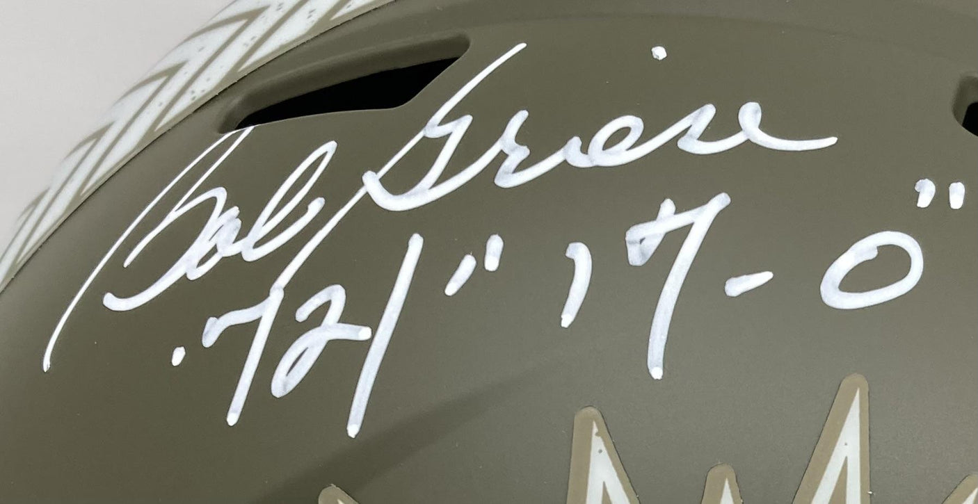 Bob Griese Signed Dolphins FS Salute To Service Speed Replica Helmet 72 17-0 BAS