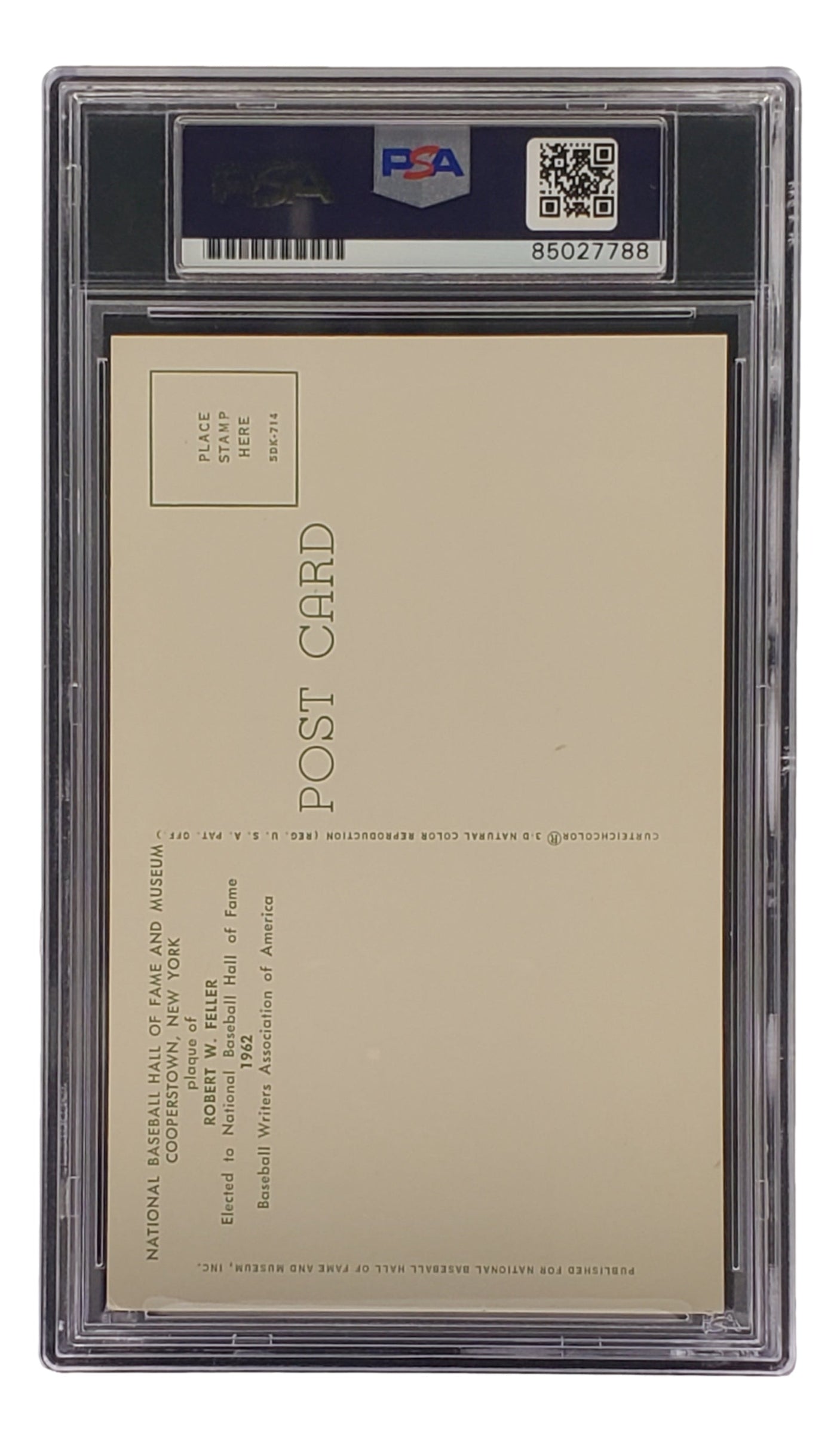 Bob Feller Signed 4x6 Cleveland Hall Of Fame Plaque Card PSA/DNA 85027788