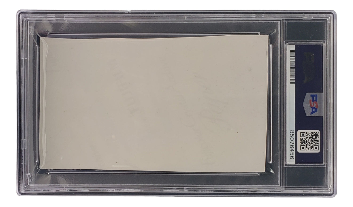 A Bobby Hull Signed Slabbed Chicago Blackhawks Cut Signature by Sports Integrity, encased in a PSA/DNA holder (cert #85076456), viewed from above with the PSA label, barcode, and QR code visible on the right side.