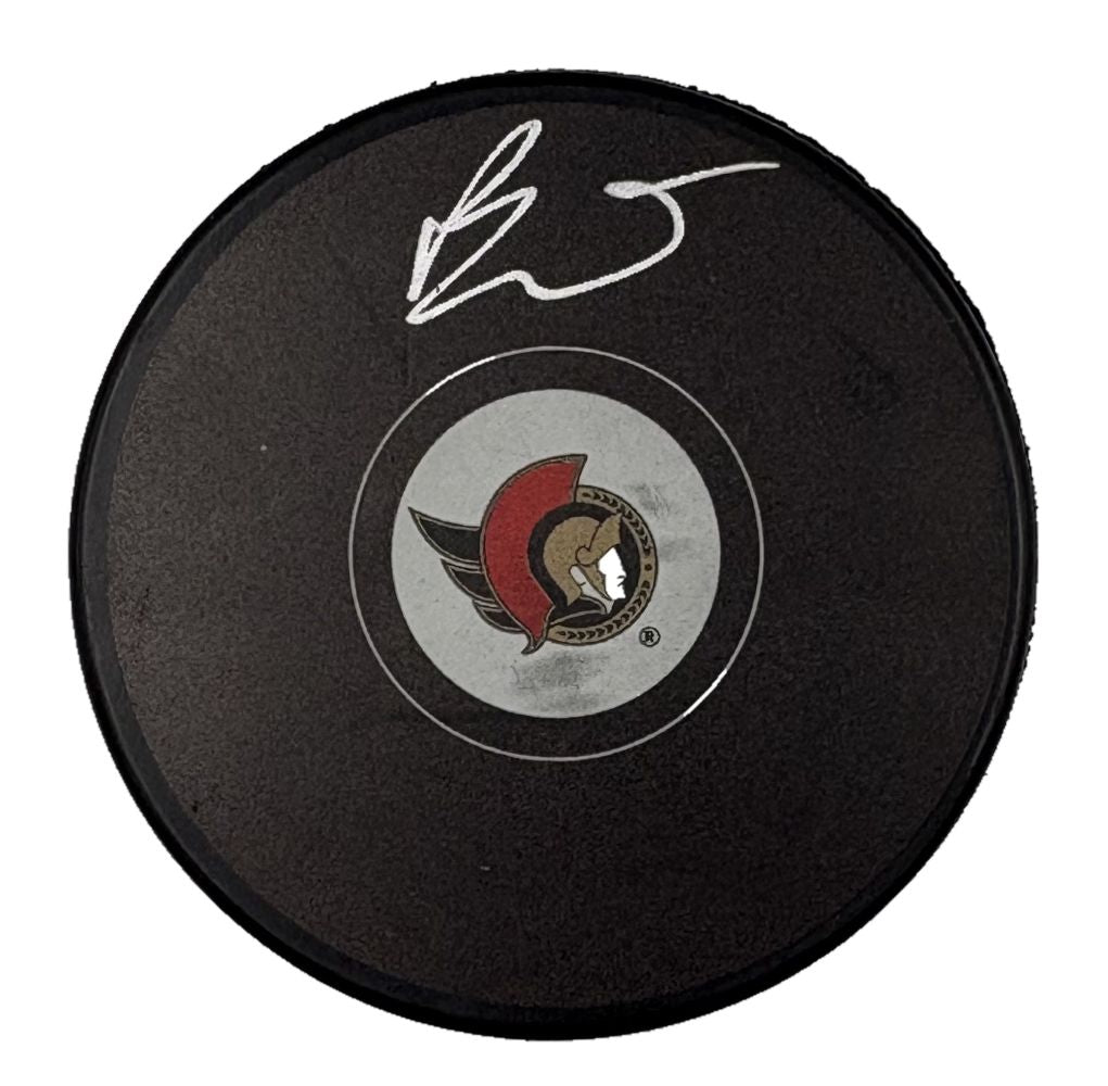 Brady Tkachuk Signed Ottawa Senators Logo Puck Fanatics