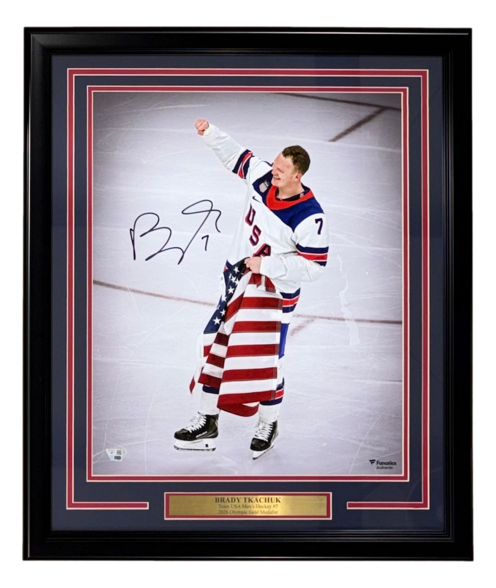 Brady Tkacuk Signed Framed 16x20 USA Hockey 2026 Olympic Gold Photo Fanatics